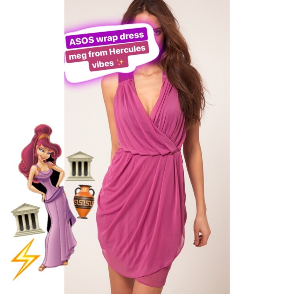 Purple ASOS wrap dress// Megara cosplay!